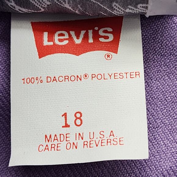 Vintage Levi's Bend Over Pants Womens 18 Purple Polyester High Rise Straight Leg - Picture 6 of 12